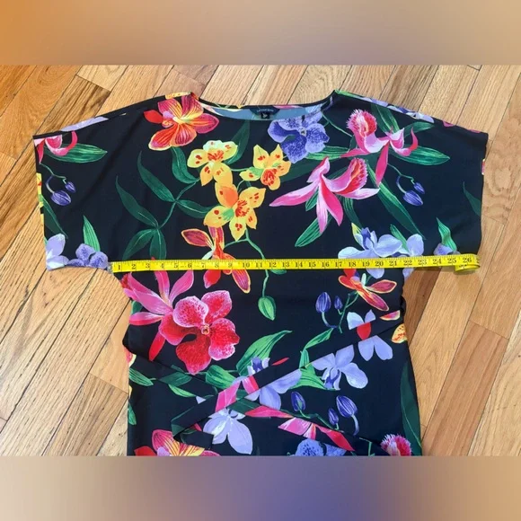 Lands’ End Black Multicolored Floral Dress Short Sleeve Womens Size S (6-8) NWOT - Picture 12 of 14